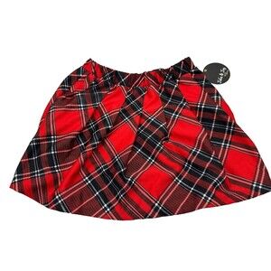 Jolie & Joy Women’s Jr Small‎ Pleated Schoolgirl Skirt red  Plaid NWT